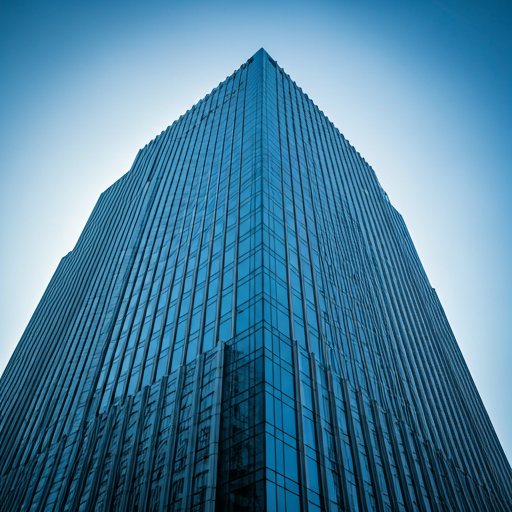 Modern glass skyscraper reflection